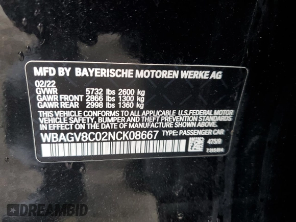 2022 BMW 8 Series M850i z VIN WBAGV8C02NCK08667, wystawiony jako Copart lot #55632805 z przebiegiem 22 737 mil mil oraz Szkody całkowita. Historia ofert i sprzedaży dostępna na DreamBid. Obrazek 12.