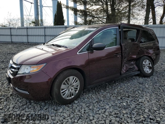 2014 Honda Odyssey LX with VIN 5FNRL5H29EB133074, listed as a Copart auction lot 52322725 with 44,804 mi miles and Salvage Title. Bid and sale history available at DreamBid. Image 1.
