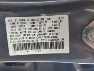 2013 Honda Accord Sport with VIN 1HGCR2F53DA192582, listed as a Copart auction lot 51737825 with 137,999 mi miles and Salvage Title. Bid and sale history available at DreamBid. Image 14.