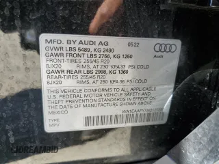 2022 Audi Q5 S line Premium Plus with VIN WA1EAAFYXN2127351, listed as a Copart auction lot 58170194 with 40,565 mi miles and Salvage title. Bid and sale history available at DreamBid. Image 13.