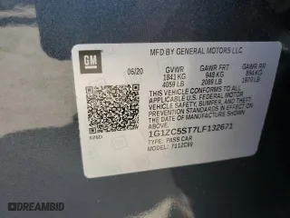 2020 Chevrolet Malibu LS with VIN 1G1ZC5ST7LF132671, listed as a Copart auction lot 57896774 with 52,012 mi miles and Salvage Title. Bid and sale history available at carsss.com. Image 12.
