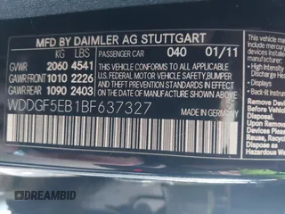 2011 Mercedes-Benz C-Class C 300 Sport with VIN WDDGF5EB1BF637327, listed as a IAAI auction lot 42058584 with 222,862 mi miles. Bid and sale history available at carsss.com. Image 9.