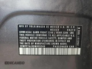 2013 Volkswagen Jetta SportWagen SE w/Sunroof with VIN 3VWPP7AJ9DM695346, listed as a Copart auction lot 71429634 with 136,739 mi miles and Salvage Title. Bid and sale history available at carsss.com. Image 12.
