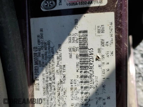 2012 Ford Fusion S with VIN 3FAHP0GA8CR237665, listed as a Copart auction lot 50757775 with 147,597 mi miles and Salvage Title. Bid and sale history available at carsss.com. Image 14.