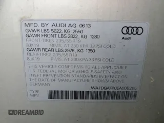 2014 Audi Q5 Premium Plus with VIN WA1DGAFP0EA005265, listed as a Copart auction lot 56697635 with 104,632 mi miles and Salvage title. Bid and sale history available at DreamBid. Image 13.