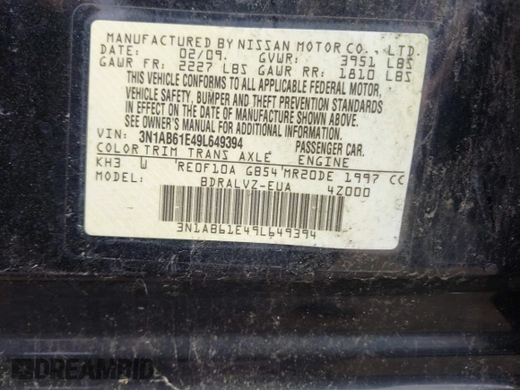 2009 Nissan Sentra S FE+ с VIN 3N1AB61E49L649394, выставлен на аукционе IAAI как лот 42472352 с пробегом 147 266 миль миль и . История ставок и продаж доступна на DreamBid. Изображение 9.