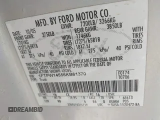 2006 Ford F-150 XLT z VIN 1FTPW14556KB61370, wystawiony jako IAAI lot #42022773 z przebiegiem 214 549 mil mil oraz . Historia ofert i sprzedaży dostępna na DreamBid. Obrazek 9.