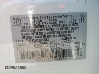 2018 Nissan Sentra SV z VIN 3N1AB7AP2JY262454, wystawiony jako Copart lot #52227965 z przebiegiem 17 091 mil mil oraz Szkoda całkowita • Salvage title. Historia ofert i sprzedaży dostępna na DreamBid. Obrazek 12.