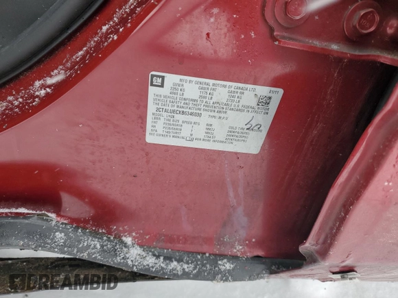 2011 GMC Terrain SLT-1 with VIN 2CTALUECXB6346030, listed as a Copart auction lot 45144255 with Not Provided miles and Salvage Title. Bid and sale history available at carsss.com. Image 13.
