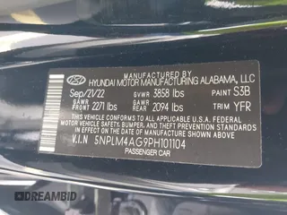 2023 Hyundai Elantra SEL with VIN 5NPLM4AG9PH101104, listed as a IAAI auction lot 42390914 with 19,614 mi miles and . Bid and sale history available at DreamBid. Image 9.
