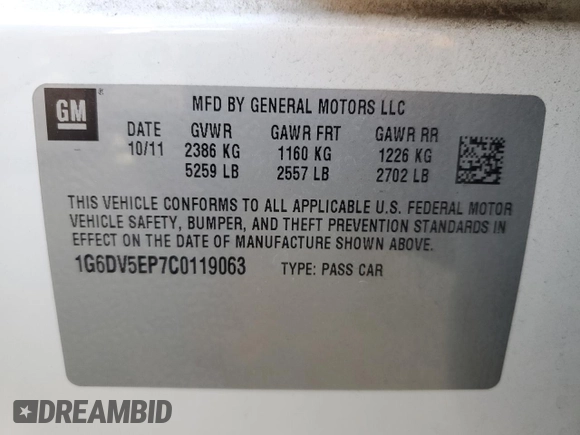 2012 Cadillac CTS-V z VIN 1G6DV5EP7C0119063, wystawiony jako Copart lot #79530644 z przebiegiem 59 753 mil mil oraz Szkoda całkowita • Salvage title. Historia ofert i sprzedaży dostępna na DreamBid. Obrazek 12.