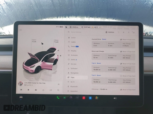 2023 Tesla Model Y Long Range with VIN 7SAYGDEE7PA196038, listed as a IAAI auction lot 41459601 with 16,489 mi miles and . Bid and sale history available at DreamBid. Image 7.
