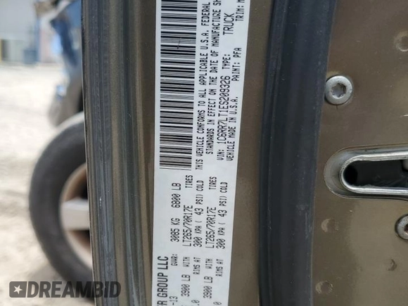 2014 Ram 1500 Big Horn with VIN 1C6RR7LT1ES209326, listed as a Copart auction lot 58132445 with 113,964 mi miles and Salvage title. Bid and sale history available at DreamBid. Image 13.