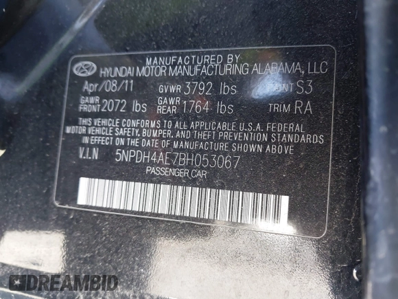2011 Hyundai Elantra Limited с VIN 5NPDH4AE7BH053067, выставлен на аукционе IAAI как лот 41679315 с пробегом 148 961 миль миль и . История ставок и продаж доступна на DreamBid. Изображение 9.