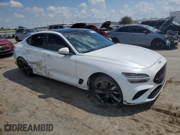 2022 Genesis G70 3.3T with VIN KMTG54TE7NU100743, listed as a Copart auction lot 71376494 with 23,561 mi miles and Salvage Title. Bid and sale history available at carsss.com. Image 4.