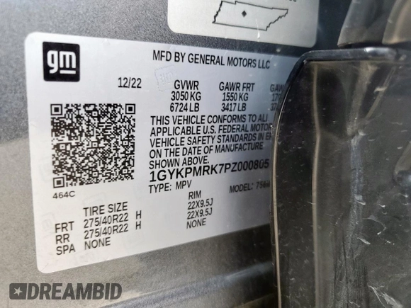 2023 Cadillac LYRIQ RWD Luxury z VIN 1GYKPMRK7PZ000805, wystawiony jako Copart lot #59610415 z przebiegiem 17 099 mil mil oraz Szkoda całkowita • Salvage title. Historia ofert i sprzedaży dostępna na DreamBid. Obrazek 14.