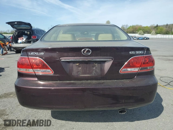 2005 Lexus ES 330 with VIN JTHBA30G355096669, listed as a Copart auction lot 54401565 with 159,963 mi miles and Salvage Title. Bid and sale history available at carsss.com. Image 6.