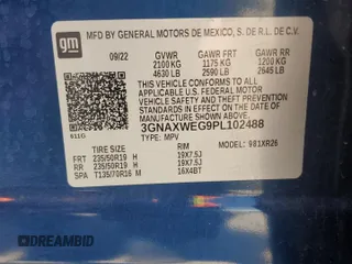 2023 Chevrolet Equinox RS with VIN 3GNAXWEG9PL102488, listed as a Copart auction lot 56200615 with 47,826 mi miles and Salvage title. Bid and sale history available at DreamBid. Image 14.