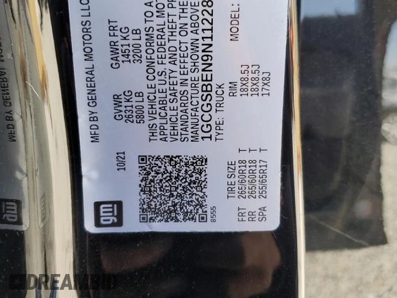 2022 Chevrolet Colorado 2WD Work Truck z VIN 1GCGSBEN9N1122821, wystawiony jako Copart lot #50508595 z przebiegiem 25 439 mil mil oraz Szkoda całkowita • Salvage title. Historia ofert i sprzedaży dostępna na DreamBid. Obrazek 13.