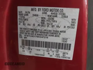 2006 Ford Escape XLT with VIN 1FMYU93176KD47219, listed as a IAAI auction lot 41785112 with 247,175 mi miles. Bid and sale history available at carsss.com. Image 9.