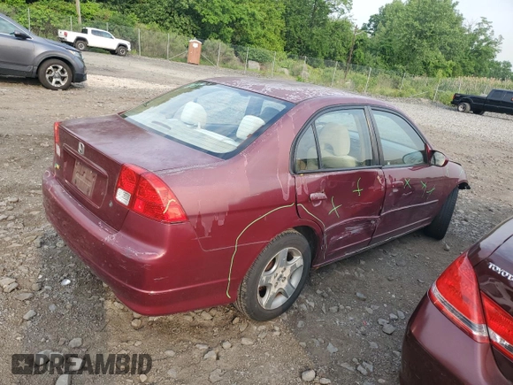 2004 Honda Civic EX with VIN 2HGES26764H537541, listed as a Copart auction lot 60645135 with 142,887 mi miles and Salvage title. Bid and sale history available at DreamBid. Image 3.