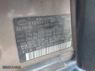 2006 Hyundai Santa Fe GLS with VIN KM8SC13E66U048905, listed as a IAAI auction lot 42053514 with 217,658 mi miles. Bid and sale history available at carsss.com. Image 9.