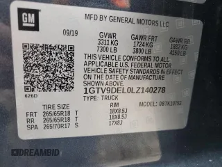2020 GMC Sierra 1500 SLT z VIN 1GTV9DEL0LZ140278, wystawiony jako Copart lot #56816405 z przebiegiem 65 759 mil mil oraz Szkoda całkowita • Salvage title. Historia ofert i sprzedaży dostępna na DreamBid. Obrazek 13.