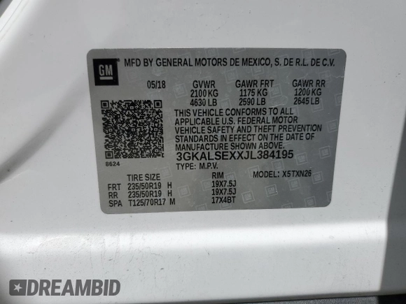 2018 GMC Terrain Denali с VIN 3GKALSEXXJL384195, выставлен на аукционе Copart как лот 62199575 с пробегом 77 632 миль миль и Списание • Salvage title. История ставок и продаж доступна на DreamBid. Изображение 13.