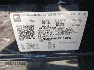 2022 Chevrolet Blazer Premier with VIN 3GNKBLR46NS133864, listed as a IAAI auction lot 41795810 with 30,487 mi miles and . Bid and sale history available at DreamBid. Image 9.