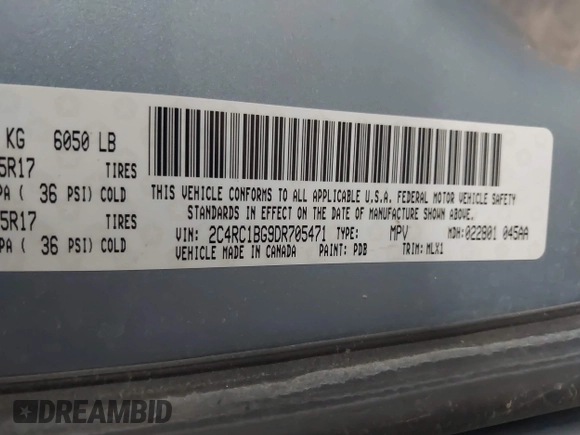 2013 Chrysler Town & Country Touring with VIN 2C4RC1BG9DR705471, listed as a IAAI auction lot 42037203 with 313,822 mi miles. Bid and sale history available at carsss.com. Image 9.