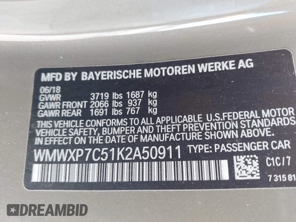 2019 MINI Hardtop Cooper S z VIN WMWXP7C51K2A50911, wystawiony jako IAAI lot #42194823 z przebiegiem 32 820 mil mil oraz . Historia ofert i sprzedaży dostępna na DreamBid. Obrazek 9.