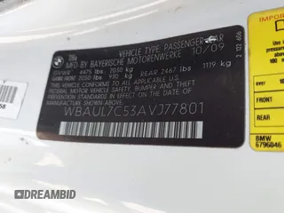 2010 BMW 1 Series 128i with VIN WBAUL7C53AVJ77801, listed as a IAAI auction lot 42048295 with 152,176 mi miles and . Bid and sale history available at carsss.com. Image 9.