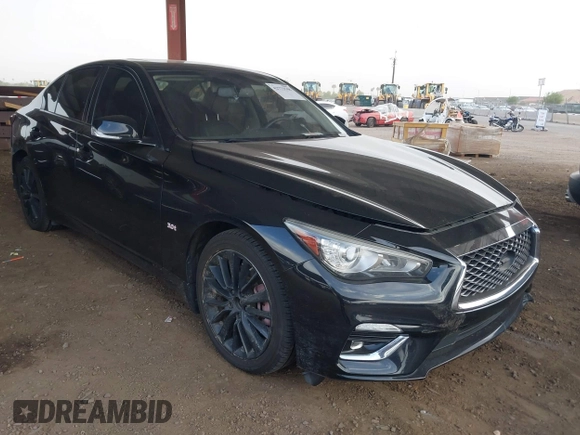 2019 Infiniti Q50 Luxe with VIN JN1EV7ARXKM593846, listed as a IAAI auction lot 42773548 with 57,165 mi miles and . Bid and sale history available at DreamBid. Image 1.
