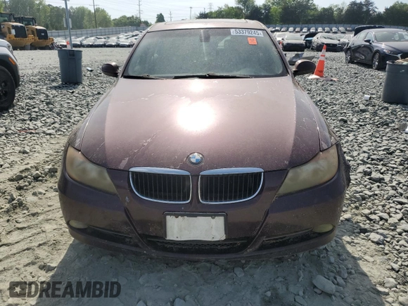 2007 BMW 3 Series 328i with VIN WBAVA33547KX80558, listed as a Copart auction lot 53379245 with 0 mi miles and Clean Title. Bid and sale history available at carsss.com. Image 5.