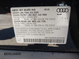 2020 Audi e-tron Sportback Premium Plus with VIN WA12ABGE6LB035499, listed as a IAAI auction lot 42496844 with 64,104 mi miles and . Bid and sale history available at DreamBid. Image 9.