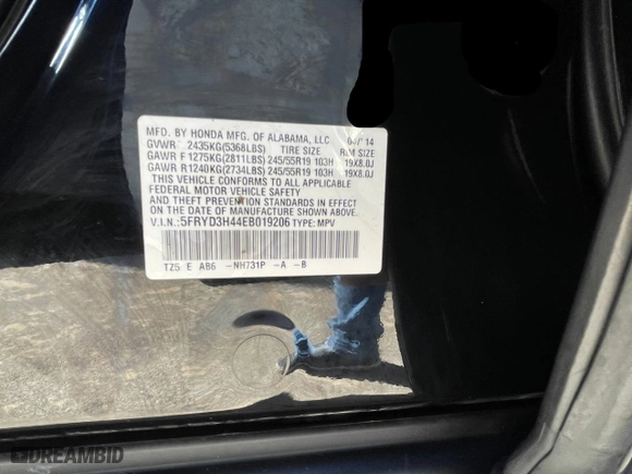 2014 Acura MDX Tech Pkg with VIN 5FRYD3H44EB019206, listed as a Copart auction lot 54153455 with 155,425 mi miles and Clean Title. Bid and sale history available at carsss.com. Image 10.