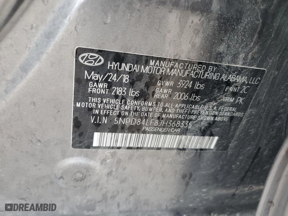 2018 Hyundai Elantra Value Edition with VIN 5NPD84LF8JH368335, listed as a Copart auction lot 53740325 with 98,886 mi miles and Salvage Title. Bid and sale history available at carsss.com. Image 12.