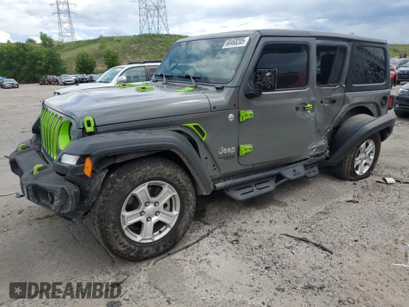 2019 Jeep Wrangler Unlimited Sport S with VIN 1C4HJXDG3KW648464, listed as a Copart auction lot 60468205 with 74,711 mi miles and Salvage title. Bid and sale history available at DreamBid. Image 1.
