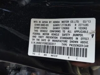 2014 Acura RLX with VIN JH4KC1F39EC002017, listed as a IAAI auction lot 41749675 with 162,000 mi miles. Bid and sale history available at carsss.com. Image 9.
