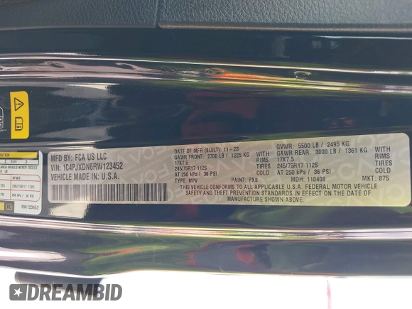 2024 Jeep Wrangler Sport S z VIN 1C4PJXDN6RW123452, wystawiony jako IAAI lot #42382840 z przebiegiem 17 234 mil mil oraz . Historia ofert i sprzedaży dostępna na DreamBid. Obrazek 9.