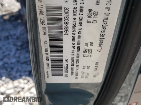 2006 Chrysler 300 Touring with VIN 2C3KA53G36H309241, listed as a Copart auction lot 48710025 with 117,544 mi miles and Salvage Title. Bid and sale history available at DreamBid. Image 13.