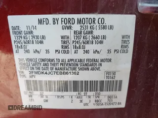 2014 Ford Edge SEL z VIN 2FMDK4JC7EBB61362, wystawiony jako IAAI lot #42159876 z przebiegiem 260 060 mil mil oraz . Historia ofert i sprzedaży dostępna na DreamBid. Obrazek 9.