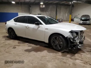 2021 Acura TLX w/A-Spec Package with VIN 19UUB5F5XMA015666, listed as a Copart auction lot 47627495 with 0 mi miles and Salvage Title. Bid and sale history available at carsss.com. Image 4.