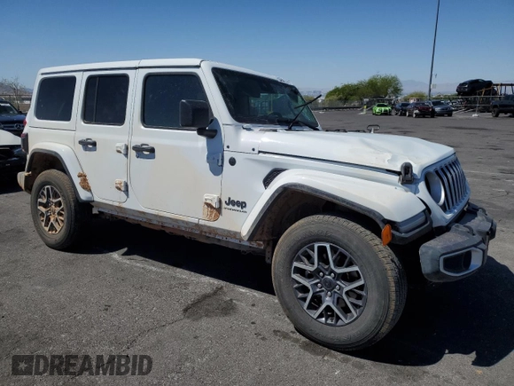 2025 Jeep Wrangler Sahara z VIN 1C4PJXEN8SW529320, wystawiony jako Copart lot #57918605 z przebiegiem 15 706 mil mil oraz Czysty tytuł • Clean title. Historia ofert i sprzedaży dostępna na DreamBid. Obrazek 4.