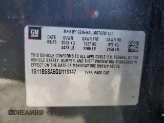 2016 Chevrolet Malibu Limited LS with VIN 1G11B5SA5GU113147, listed as a Copart auction lot 76659544 with 85,899 mi miles and Salvage Title. Bid and sale history available at carsss.com. Image 14.
