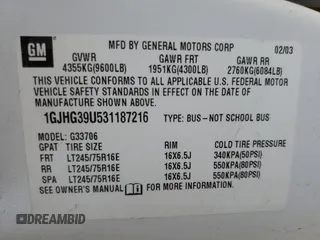 2003 GMC Savana with VIN 1GJHG39U531187216, listed as a Copart auction lot 73538724 with 118,944 mi miles and Clean Title. Bid and sale history available at carsss.com. Image 13.