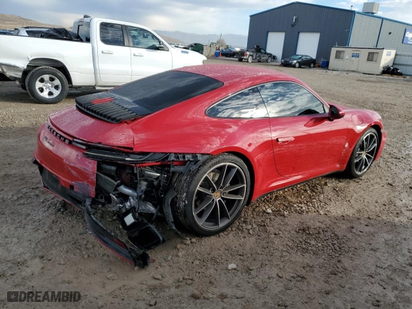 2020 Porsche 911 Carrera with VIN WP0AA2A96LS205891, listed as a Copart auction lot 80746774 with 15329 miles and Salvage Title. Bid and sale history available at carsss.com. Image 3.