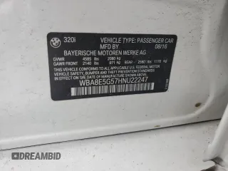 2017 BMW 3 Series 320i xDrive with VIN WBA8E5G57HNU22247, listed as a Copart auction lot 49698215 with Not provided miles and Salvage title. Bid and sale history available at DreamBid. Image 12.