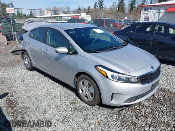 2017 Kia Forte LX with VIN 3KPFK4A7XHE018418, listed as a IAAI auction lot 41874292 with 87,608 mi miles. Bid and sale history available at carsss.com. Image 1.