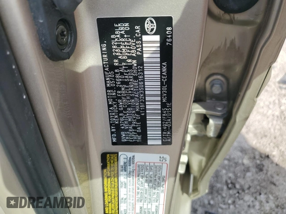 2005 Toyota Camry LE with VIN 4T1BF32K35U616312, listed as a Copart auction lot 50755484 with 41,045 mi miles and Salvage Title. Bid and sale history available at DreamBid. Image 14.